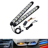 Coche motocicleta coche tira de luz LED freno trasero parada señal de giro luz de matrícula 18 LED rojo ámbar Color DRL luces de circulación
