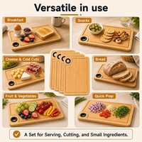 Tabla de cortar de bambú personalizada para cocina, pequeña, con ranura profunda para jugos y silicona antideslizante para colgar
