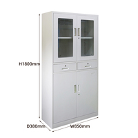 Archivador de Acero de 2 Cajones con Puerta de Vidrio para Oficina, Fácil Clasificación de Archivos para Almacenamiento en el Lugar de Trabajo