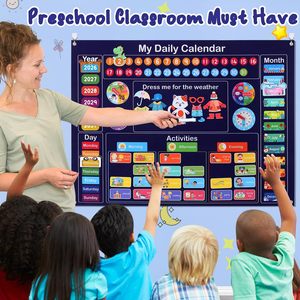 Produits <span class=keywords><strong>d</strong></span>'apprentissage sensoriel pour enfants, accessoires de <span class=keywords><strong>d</strong></span>écoration pour la maison, très demandés : <span class=keywords><strong>Mon</strong></span> calendrier quotidien, Histoires sur tableau en feutre Montessori - Product Image 5