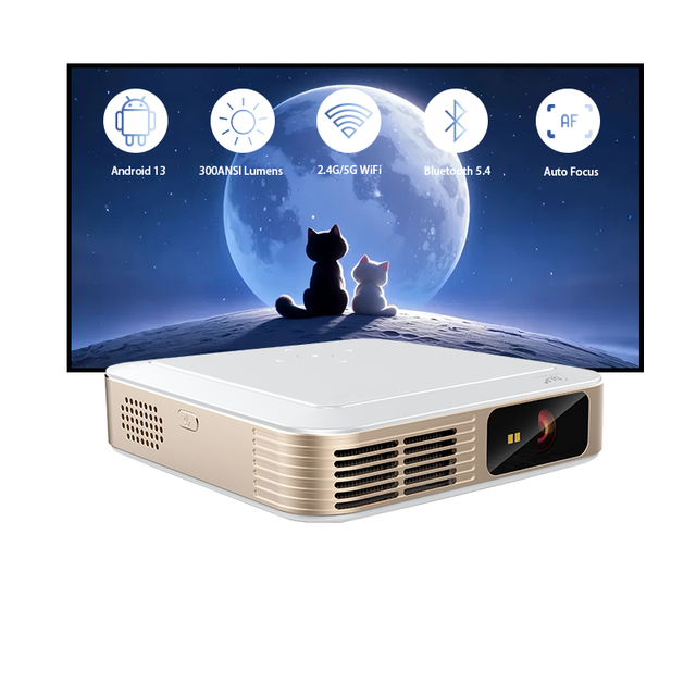 Portable Pico Smart DLP Projector LED 4K Video Native 1080P Business Home Theater Beamer Stereo 3W*2 Speakers Battery Trip 2G