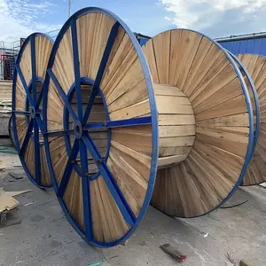 wooden and steel cable wire drum