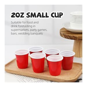 Wholesale Hot Sale Disposable 2oz Mini Plastic Red Party Cup PP Shot Glasses with Custom Print Logo