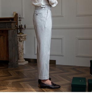 2024 nouveau printemps et été hommes Naples droite taille haute gris clair confortable affaires polyvalent pantalons longs hommes - Product Image 2