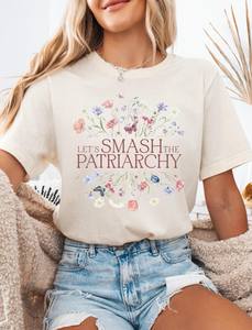 T-shirt Femminista da Donna a Maniche Corte Girocollo Stampa Floreale 100% Cotone Casual Vestibilità Regolare Top con Messaggio di Uguaglianza - Product Image 3