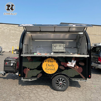 Remorque alimentaire remorquable en aluminium et fibre de verre pour barbecue extérieur, certifiée CE DOT, avec structure en acier inoxydable