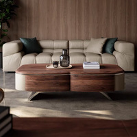 Table basse de salon de style luxueux avec rangement, table basse moderne en bois massif