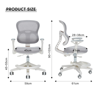 Chaise d'étude ergonomique pour enfants avec soutien lombaire, maille respirante, pivotante à 360°, coussin en PU et coton pour la maison, le bureau et la chambre d'enfant, OEM ODM