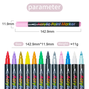 Beem ปากกาสีอะคริลิค12สีปากกามาร์กเกอร์พรีเมียมสำหรับงานไม้เซรามิกงานหัตถกรรมอุปกรณ์ศิลปะแบบ DIY สำหรับการทำเครื่องหมายพื้นผิวที่ทาสี - Product Image 6