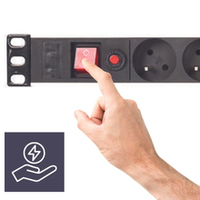 PDU Multiprise de Distribution 1U 19 Pouces 8 Prises Type EU/Français en Aluminium pour Montage en Rack Unité pour Centre de Données