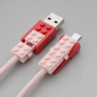 Cable de Datos USB Creativo 4 en 1 con Bloques de Construcción, USB 2.0 a Doble Tipo-C, Cable de Carga Rápida para Teléfonos Móviles y Automóviles, Compatible con OEM/ODM