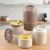 Tragbare Edelstahl-Mikrowellen-Thermo-Bento-Lunchbox für Kinder und Erwachsene, 2-stöckiger Isolierter Auslaufsicherer Behälter für Warme Speisen