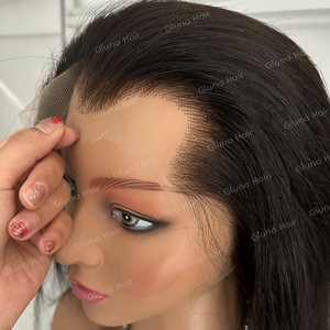 Perruque en cheveux humains avec dentelle frontale HD sans colle, cheveux vierges indiens Remy, alignés sur la ligne de cheveux en forme de M, 13x4, avec une ligne de cheveux basse Lagos - Product Image 2
