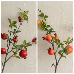 Rama de Granada Artificial CallaFloral, Color Rojo Anaranjado, Decoración de Espuma para Bodas, Arreglo Floral Artesanal de 6 Cabezas, Estilo INS - Product Image 3
