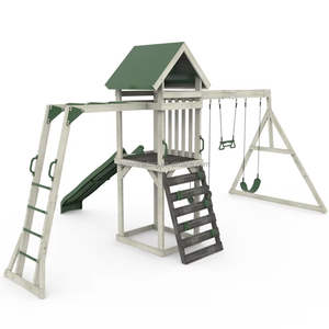 Structure de jeu extérieure pour enfants en bois avec toboggan, pour jardin et cour, aire de jeux extérieure, structure de jeu jungle pour enfants - Product Image 6