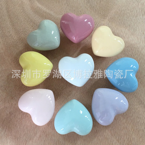 In-stock Heart-shaped Ceramic Drawer Pulls Childrens Wardrobe Handles Adhesive Minimalist Cabinet <strong>Door</strong> <strong>Knobs</strong> New Chinese - Product Image 4
