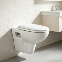 WC mural moderne, design flottant avec réservoir encastré, WC sans bride, gain de place