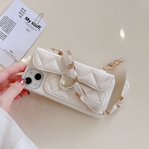 Funda de Teléfono de Lujo Acolchada de Cuero con Cadena y Tarjetero para iPhone 17 16 15 14 13 12 Pro Max - Product Image 4