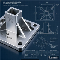 Plaque de base de fondation en aluminium usiné CNC pour système solaire, support de connexion pour poteau, support de renfort diagonal, pince de poutre