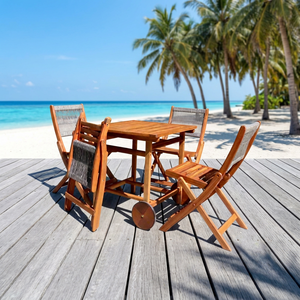 Ensemble table et chaises de salle à manger modernes en bois massif, prix usine, pour hôtel, usage extérieur, durable, écologique, origine Vietnam - Product Image 2