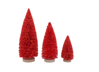 Sapins de Noël avec base en bois | Variétés orange, verte et or pailleté |   Décorations de Noël vintage pour la maison et le bureau