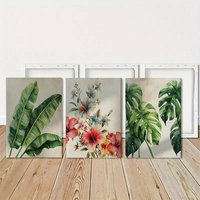 HAOWAI OEMODM Ensemble de 3 impressions murales Hibiscus, Décoration tropicale Monstera, Art abstrait Hawaïen Floral Exotique Bohème