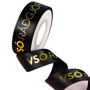 Factory Customize LOGO company name 1 inch Printed wired ribbon wholesale satin wired ribbon