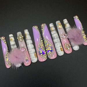 Lot de 10 <span class=keywords><strong>faux</strong></span>-<span class=keywords><strong>ongles</strong></span> artificiels Y2K bling-bling, peinture à la main, <span class=keywords><strong>acrylique</strong></span> épais et durable, au design unique, vente en gros - Product Image 5