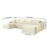 Canapé modulaire en tissu peluche moderne et minimaliste, canapé nuage surdimensionné en forme de U, compressé sous vide, livré en boîte pour salon