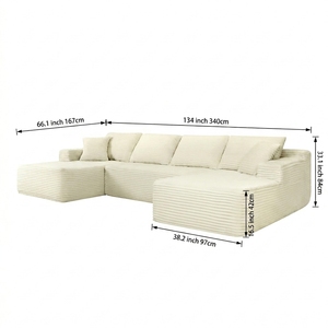 <span class=keywords><strong>Canapé</strong></span> modulaire en tissu peluche moderne et minimaliste, <span class=keywords><strong>canapé</strong></span> nuage surdimensionné en forme de U, compressé sous vide, livré en boîte pour salon - Product Image 3