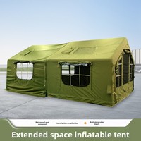 Tente gonflable double couche imperméable quatre saisons de 15 m² pour camping extérieur, style petite maison, prête à l'emploi, en coton