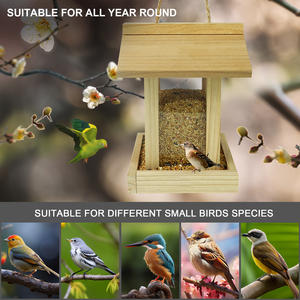 モダン大容量耐候性簡単充填クリーンデザインスタイリッシュな家の木製バードフィーダー庭の装飾用バードウォッチング - Product Image 6