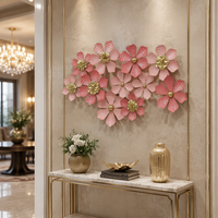 Décoration murale en métal, fleurs, vente en gros, accent décoratif pour la maison, 92,71*5,72*52,71CM, gris doré, décoration murale en métal pour la maison, luxe