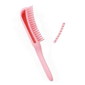 Peigne noir naturel Ez Massage à huit griffes, brosse démêlante flexible pour cheveux bouclés roses, logo personnalisé - Product Image 2