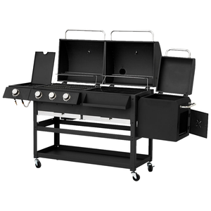 <span class=keywords><strong>Barbecue</strong></span> <span class=keywords><strong>hybride</strong></span> sur roulettes en acier de grande taille personnalisé, rôtissoire de luxe, <span class=keywords><strong>barbecue</strong></span> au gaz et au charbon de bois haut de gamme, allumage automatique, revêtement en poudre - Product Image 2