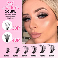 Kit d'extension de cils DIY fait main, courbure D, longueurs mixtes 8-25mm, bouquets de cils roses, kit d'extensions de cils DIY