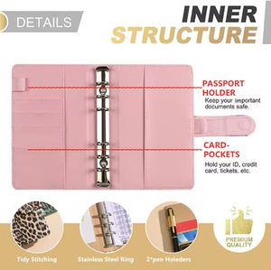 Carpeta de Cuero con Textura de Leopardo Premium <span class=keywords><strong>A6</strong></span>, Carpeta Planificadora Económica con Cierre Seguro para la Gestión Diaria de Gastos - Product Image 4