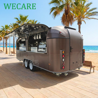 WECARE Camion de restauration mobile, bar à grillades, cuisine entièrement équipée, en acier inoxydable, miroir, café, remorque alimentaire avec COC VIN