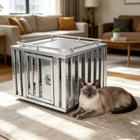 Cage en aluminium robuste avec système de ventilation verrouillable, cages pour chats, chenil pour chiens, pour l'intérieur et l'extérieur