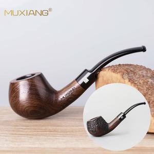 MUXIANG Wooden Tobacco Pipe Bent Shape Handmade Solid Wood Smoking Pipe For Personal Gift - Product Image 1