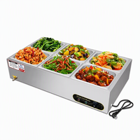 Bain-marie rectangulaire moderne en acier inoxydable à économie d'énergie, chauffe-plats électrique avec couvercle chauffant, capacité 9L, automatique