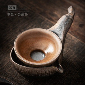 Taza de Cerámica Retro, Taza de Té de Forma Irregular, Cerámica Dehua, Juego de Té Kung Fu, Dispensador de Té - Product Image 3