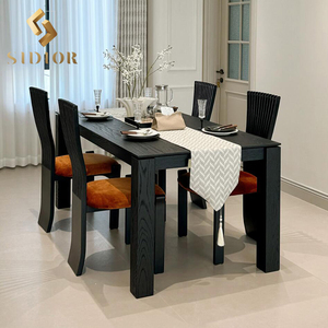 Set Tavolo da Pranzo Moderno in Legno Massello di Rovere Nero, Frassino e Noce con 4 Sedie, Tavolo e Sedie per Sala da Pranzo da 4, 6 o 8 Posti - Product Image 1