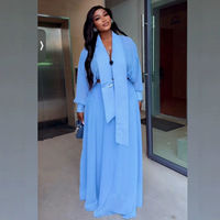 Robe longue décontractée taille haute pour femme, style A-line, avec laçage et imprimé pois, pour l'automne, effet amincissant à la taille