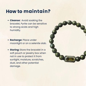 Pyrite <b>Crystal</b> <b>Bracelet</b> for Men & Women – With Vajra Symbol & Om Mani Padme Hum Mantra Charm - Product Image 5