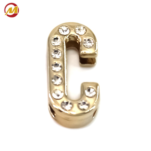 A-Z <b>Letter</b> Sliding Charms 20mm Light Gold Metal with Rhinestones for Bags & Dog Collars - Product Image 5