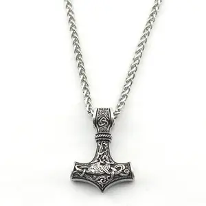 Cheap wholesale thor hammer necklace for men vintage viking jewelry thor mjolnir pendant