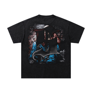 SUPPLY Kaos Pria <span class=keywords><strong>Vintage</strong></span> Acid Wash 100% Katun dengan Cetakan Tengkorak Berhias Rhinestone, Model Oversized Y2K Streetwear - Product Image 3