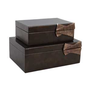 Scatola Decorativa Rettangolare in Ecopelle con Accessori in Alluminio, Moderna Scatola Portaoggetti per Gioielli, Arredo Casa - Product Image 4