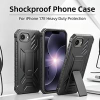 FNTCASE pour iPhone 17e, Coque de protection intégrale, Protection d'écran intégrée, Béquille annulaire, Housse antichoc de qualité militaire